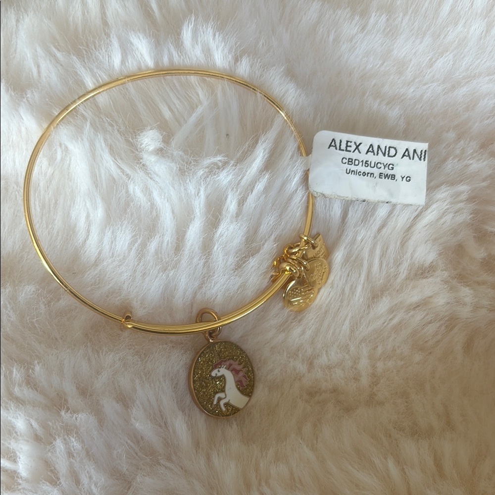 Alex and Ani Gold Unicorn Charm Bracelet NWT